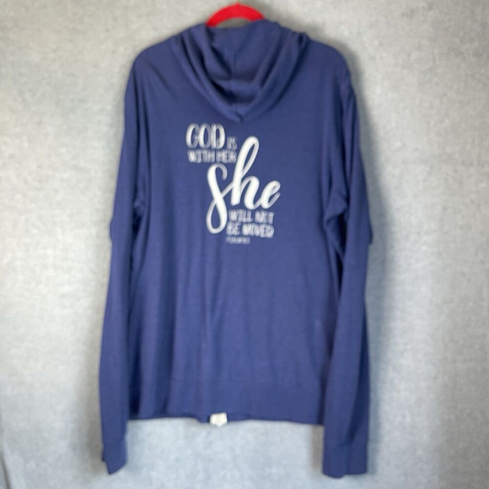 Joyce Meyer PROJECTGRL Hooded Zip Up Jacket Hoodie Blue 2XL Verse Rare Read